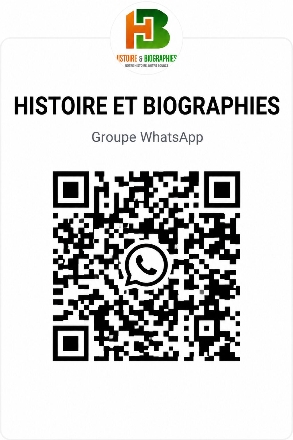QR Code du groupe WhatsApp Histoire et Biographies